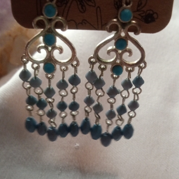 Elegant Teal Chandelier Earrings - Picture 6 of 7